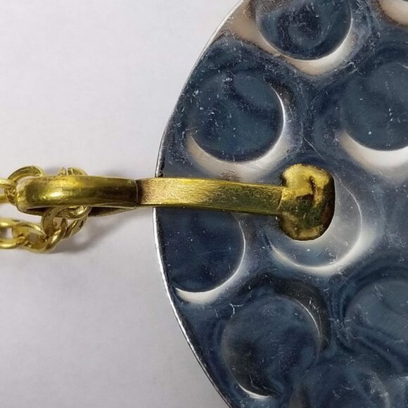 Natural Picture Agate Cabochon Necklace Hand Soldered Metalwork Artisan NWT - Picture 8 of 13